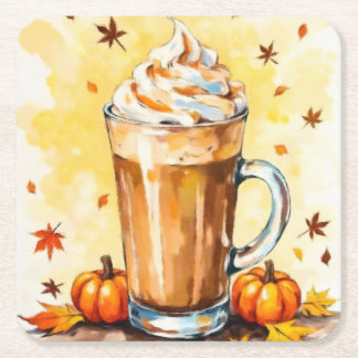 Pumpkin Spice Latte på hösten Underlägg Papper Kvadrat