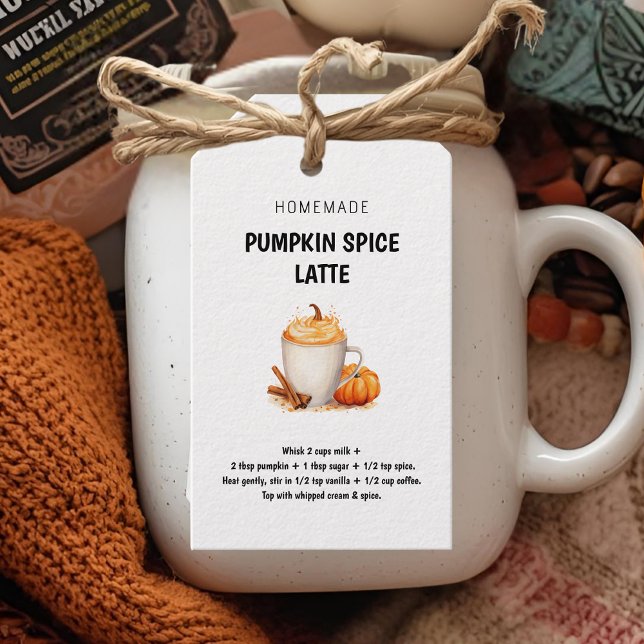 Pumpkin Spice Latte Recipe Fall & Thanksgiving Presentetikett (Skapare uppladdad)