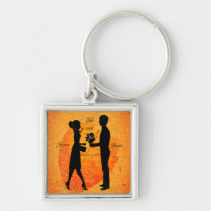 Pumpkin Spice Latte Romantic Glamtive Boho Chic Fyrkantig Silverfärgad Nyckelring