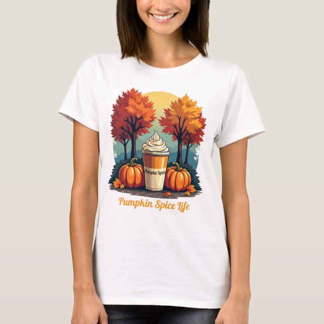 Pumpkin Spice Life sjunker ner i damernas grafikté T Shirt (Framsida)