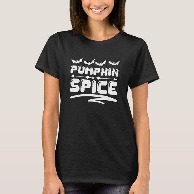 Pumpkin Spice med Spooky Fladdermus T Shirt (Framsida)