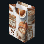 Pumpkin Spice Medium Gift Bag<br><div class="desc">Shake up your fall celebration with these pumpkin spice gift bags! Designed with a vintage and playful pumpkin spice coffee design, this medium-sized gift bag is perfect for building your own pumpkin spice coffee bridal shower kit. Fill it with a coffee mug, coffee, t shirt, or other themed goodies to...</div>