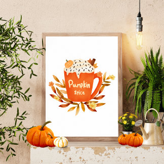 Pumpkin Spice Mugg Wall Art | Fall Home Decor Poster