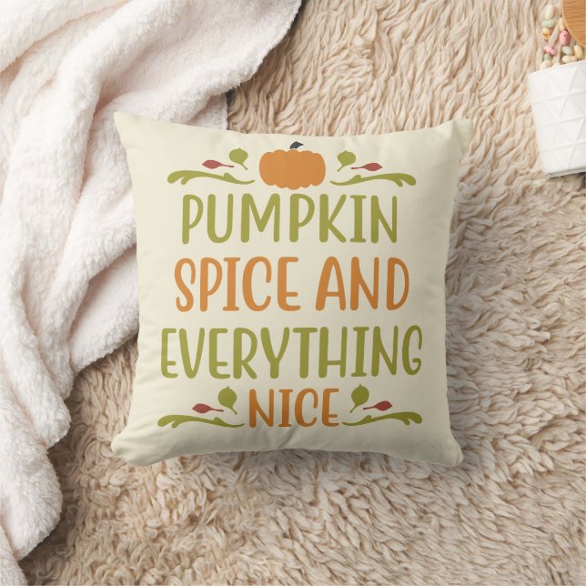 Pumpkin Spice Nice Autumn Fall Halloween Kudde (Filt)