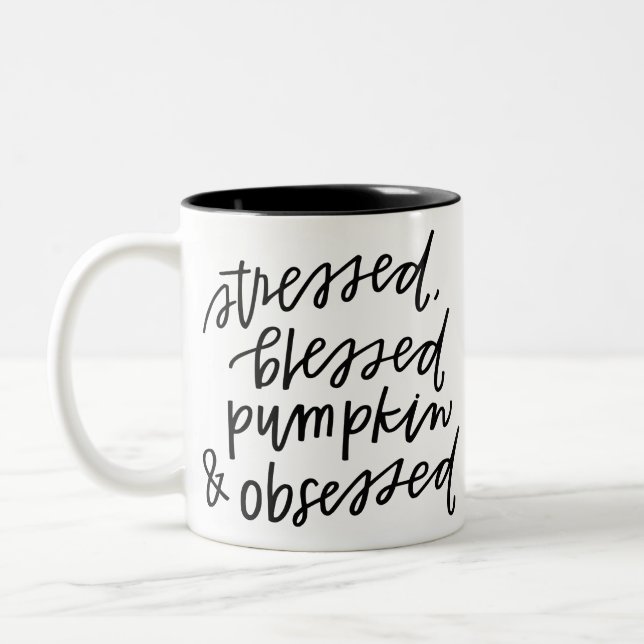 Pumpkin Spice Obssed Fall Gift Två-Tonad Mugg (Vänster)