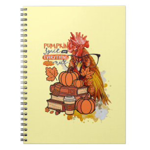 Pumpkin Spice och All Nice Fall Chicken Vib Anteckningsbok
