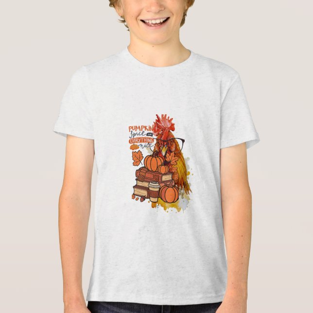 Pumpkin Spice och All Nice Fall Chicken Vib T Shirt (Framsida)