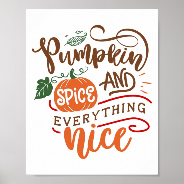 Pumpkin Spice och All Nice Typography Poster (Framsidan)