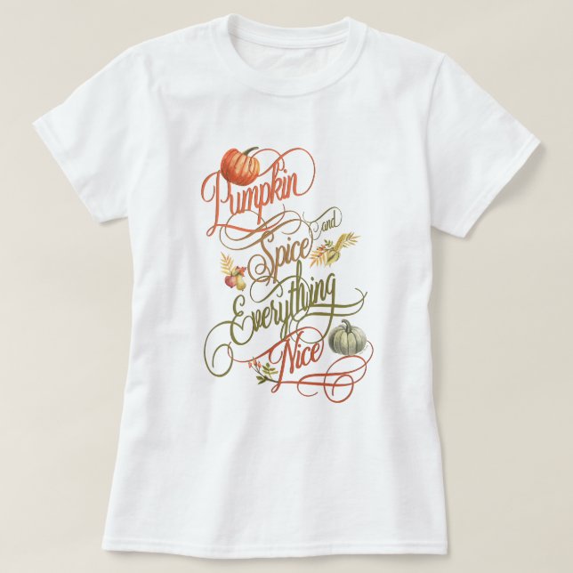 Pumpkin Spice och All Nice Typography Tee Shirt (Design framsida)