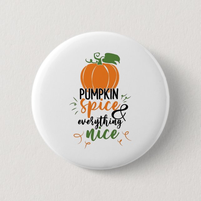 Pumpkin Spice och allt fint Halloween-roligt Knapp (Framsida)