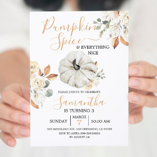 Pumpkin Spice och allt "Nice" 3:e födelsedagen Inbjudningar