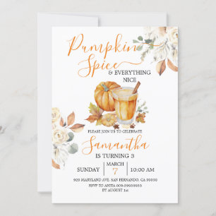 Pumpkin Spice och allt "Nice" 3:e födelsedagen Inbjudningar