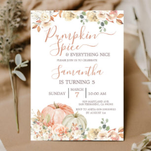 Pumpkin Spice och Allt Nice 5:e födelsedagen Inbjudningar