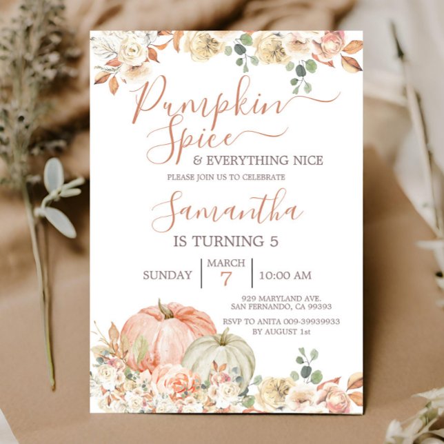 Pumpkin Spice och Allt Nice 5:e födelsedagen Inbjudningar (Skapare uppladdad)
