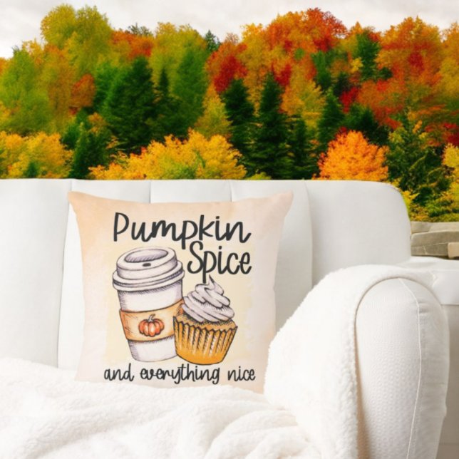 Pumpkin Spice och Allt Nice Dekorativ kudde (Cozy Autumn Day)