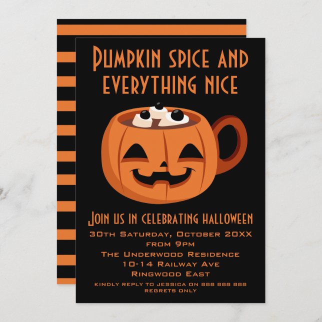 PUMPKIN SPICE OCH ALLT NICE HALLOWEEN FEST INBJUDNINGAR (Fram/baksida)