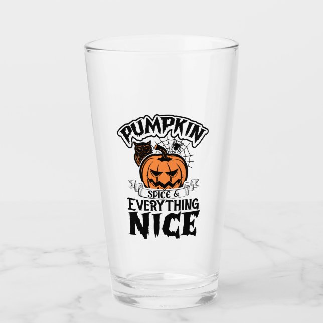 Pumpkin Spice och Allt Nice-Halloween Glaskopp (Framsida)