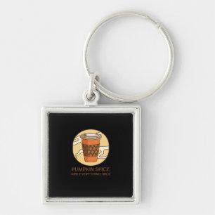 Pumpkin Spice och allt snyggt design Fyrkantig Silverfärgad Nyckelring