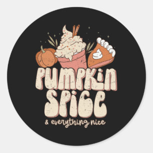 Pumpkin Spice och Allting Nice Fall Latte Kaffe Runt Klistermärke
