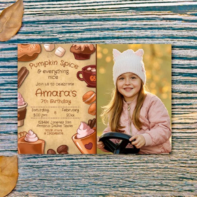 Pumpkin Spice och Allting Nice med Photo Inbjudningar (Pumpkin Spice and Everything Nice with Photo Picture Landscape Invitation)