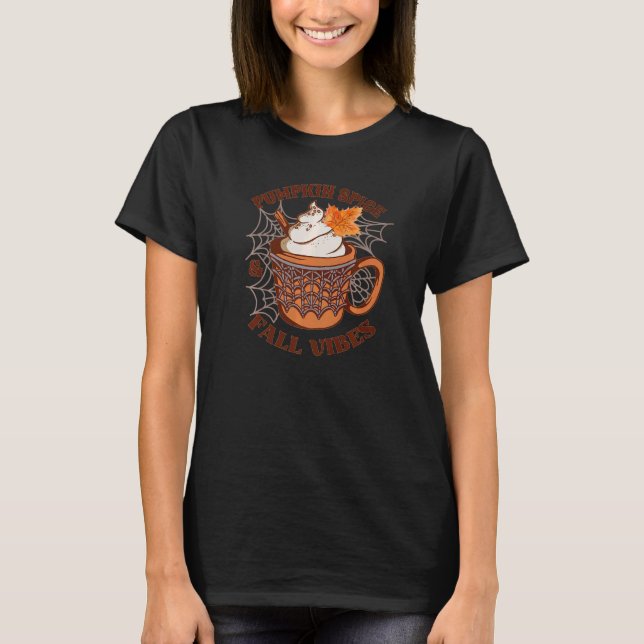 Pumpkin Spice och Fall Vibes Höst löv Seasona T Shirt (Framsida)
