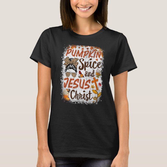 Pumpkin Spice och Jesus Cute Fall Coffe T Shirt (Framsida)