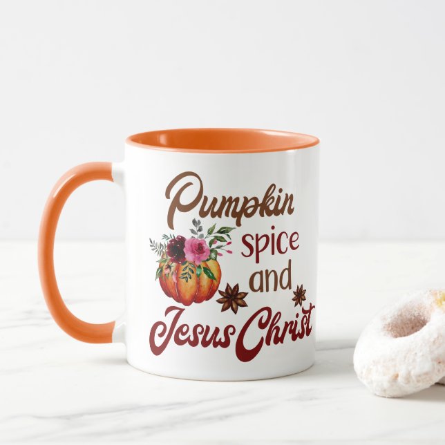 Pumpkin Spice och Jesus Herre Fall Mugg (Med munk)