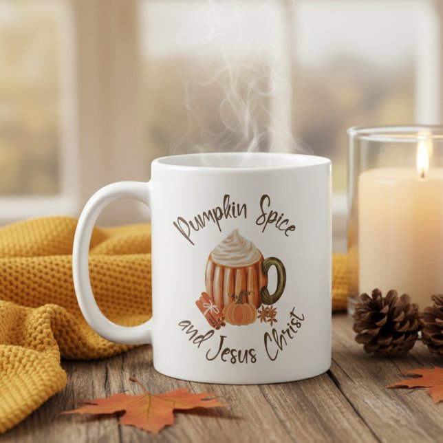 Pumpkin Spice och Jesus Kristus Christian Autumn Kaffemugg (Pumpkin Spice and Jesus Christ Christian Autumn Coffee Mug)