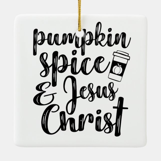 Pumpkin Spice och Jesus Kristus Julgransprydnad Keramik (Baksida)
