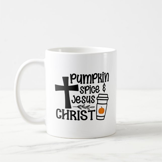 Pumpkin Spice och Jesus Kristus Kaffemugg (Vänster)