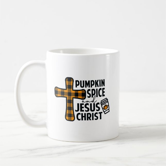 Pumpkin Spice och Jesus Kristus Kaffemugg (Vänster)