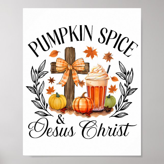 Pumpkin Spice och Jesus Kristus Kor Pumpkin Chris Poster (Framsidan)