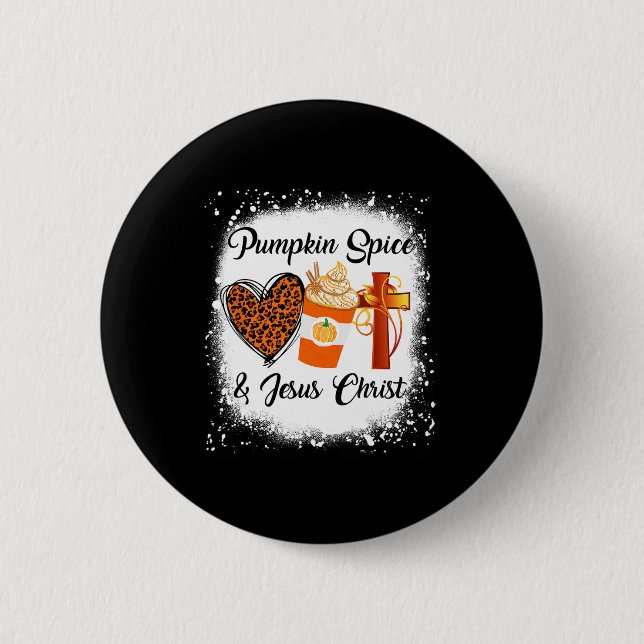 Pumpkin Spice och Jesus Kristus Leopard Heart Coff Knapp (Framsida)