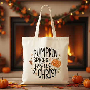 Pumpkin Spice och Jesus Kristus Tygkasse