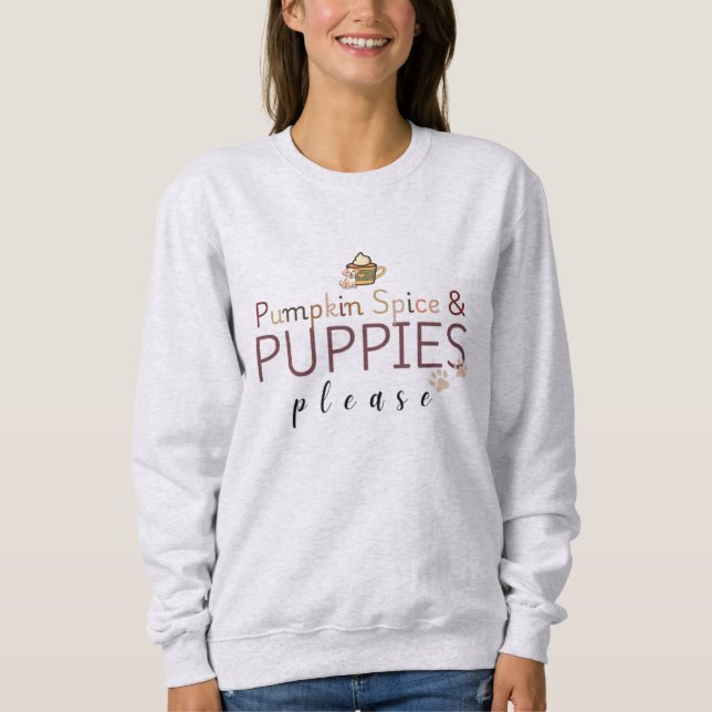 Pumpkin Spice och Puppie Fall Älskare T Shirt (Framsida)