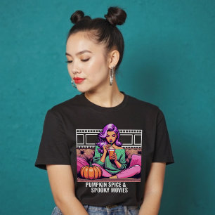 Pumpkin Spice och Spooky Movies Shirt for Fall T