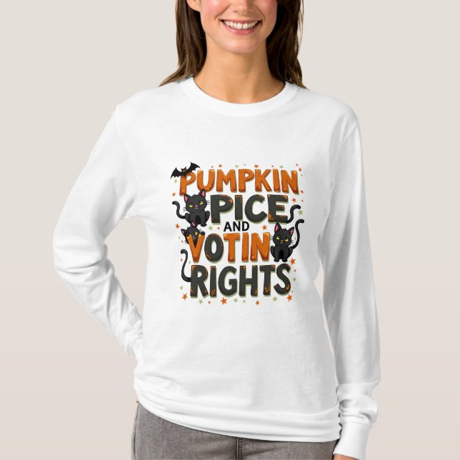 Pumpkin Spice och Voting Högers Halloween T Shirt (Framsida)