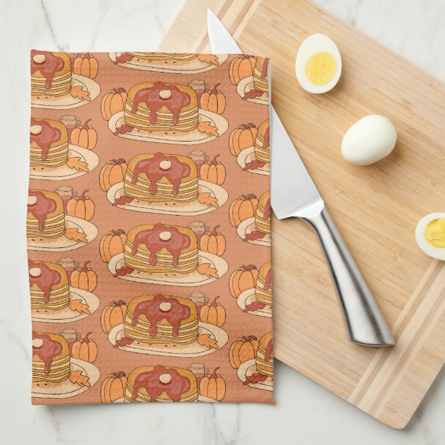 Pumpkin Spice Pancakes Fall Kitchen Towel Kökshandduk (Vikt i Fjärdedel)