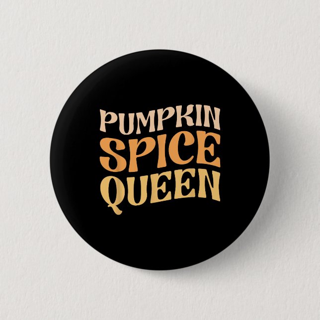 Pumpkin Spice Queen Psl Coffee Älskare Retro Fall  Knapp (Framsida)