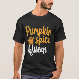Pumpkin Spice Queen T-Shirt Kärlek Coffee Latte Fa