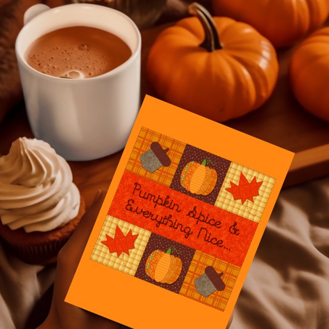 Pumpkin Spice Quilt Collage Thanksgiving Card Helgkort (Skapare uppladdad)