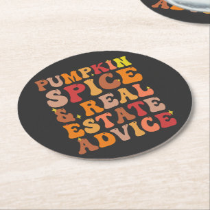 Pumpkin Spice & Real Gods Advice Funny Groovy Underlägg Papper Rund
