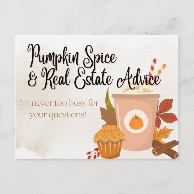 Pumpkin Spice & Real Gods Advice Realtor-popby Inbjudan Vykort (Framsida)