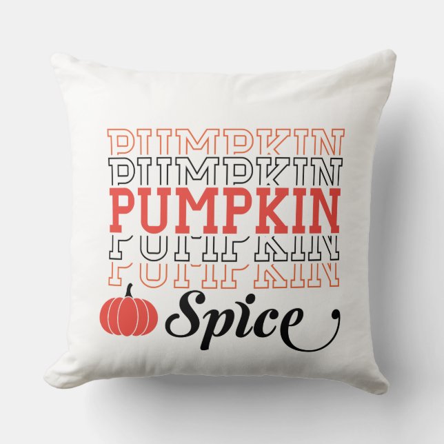 Pumpkin Spice Repetied Text - Höstsymbolen Kudde (Framsida)