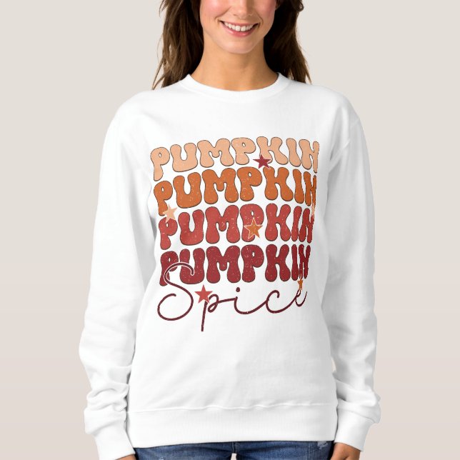 Pumpkin Spice Retro - höst T Shirt (Framsida)