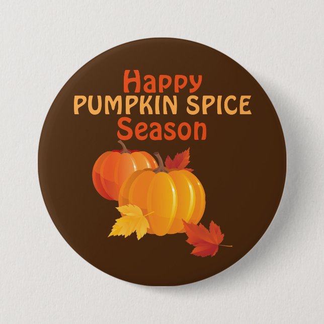 Pumpkin Spice Säsong Stor, 3 tums rund knapp (Framsida)