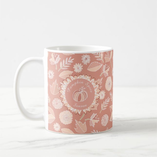 Pumpkin Spice Season Fall Höst löv Morsa Kaffemugg (Vänster)