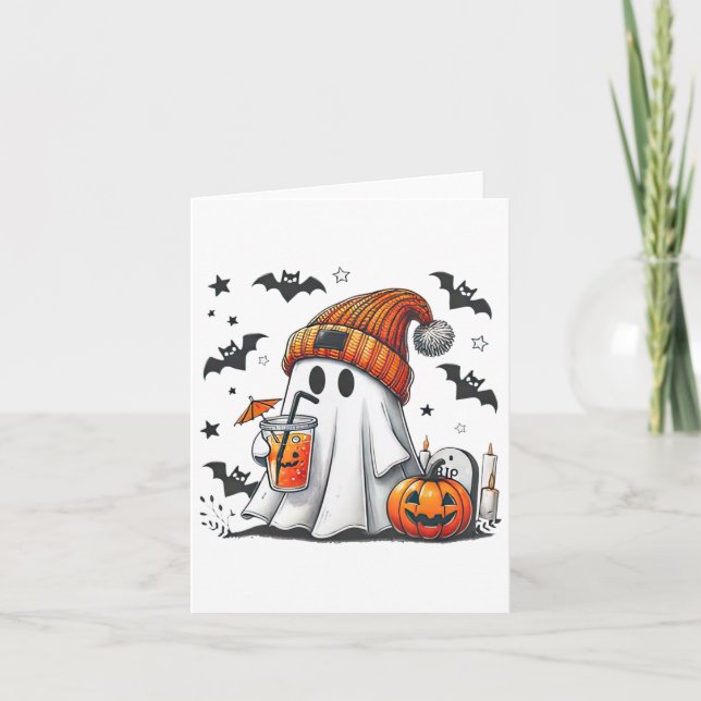 Pumpkin Spice Season Friendly Cute Ghost Kort (Framsida)