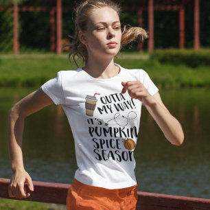 Pumpkin Spice Season Funny Fall Coffee Typography Tee Shirt