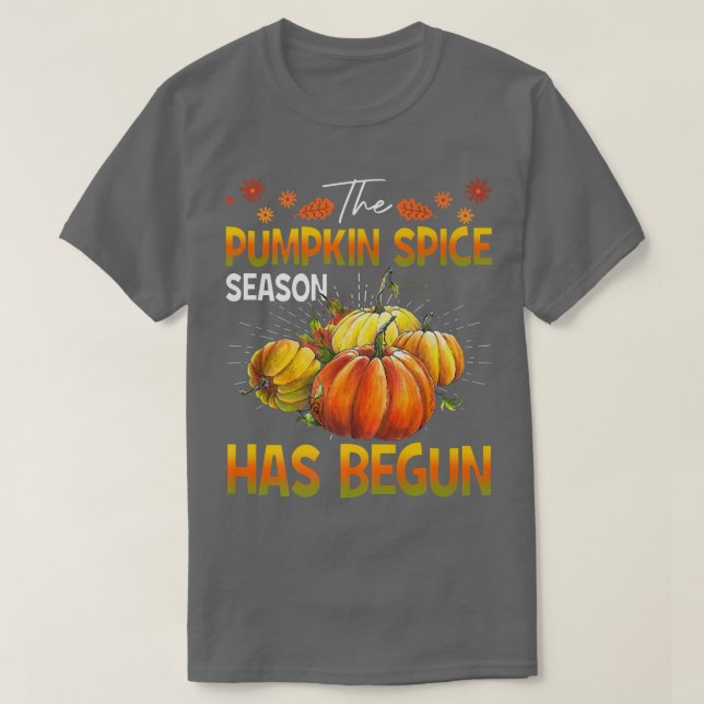 Pumpkin Spice Season har startat Cute Fall Hösten T Shirt (Design framsida)